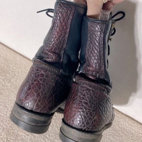 Vintage Justin Boots Pebbled Brown Burgundy Leather Packer Boots 7 - Picture 5 of 15